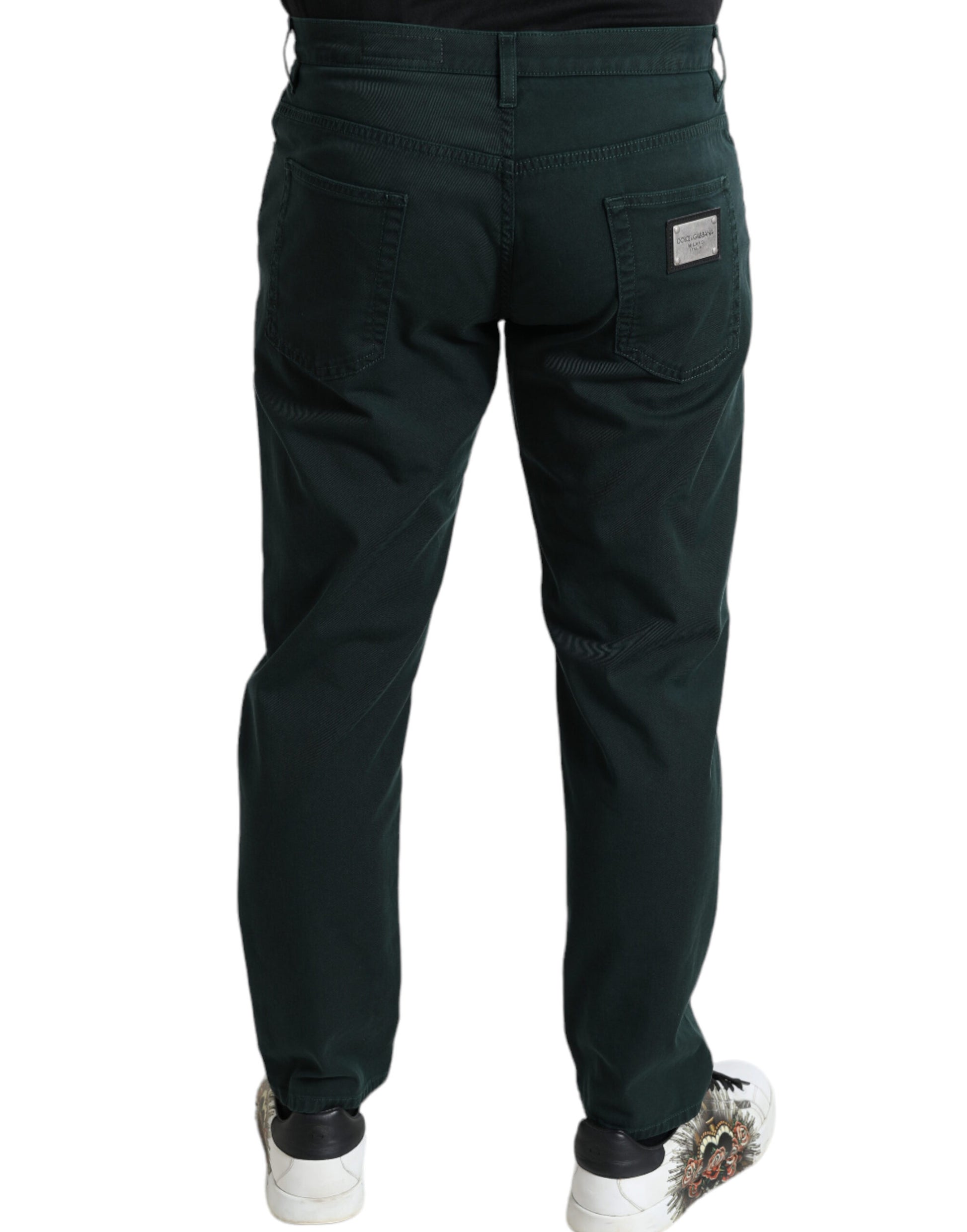 Dolce & Gabbana Green Cotton Stretch Skinny Men Denim Jeans - ClickThatClicks 