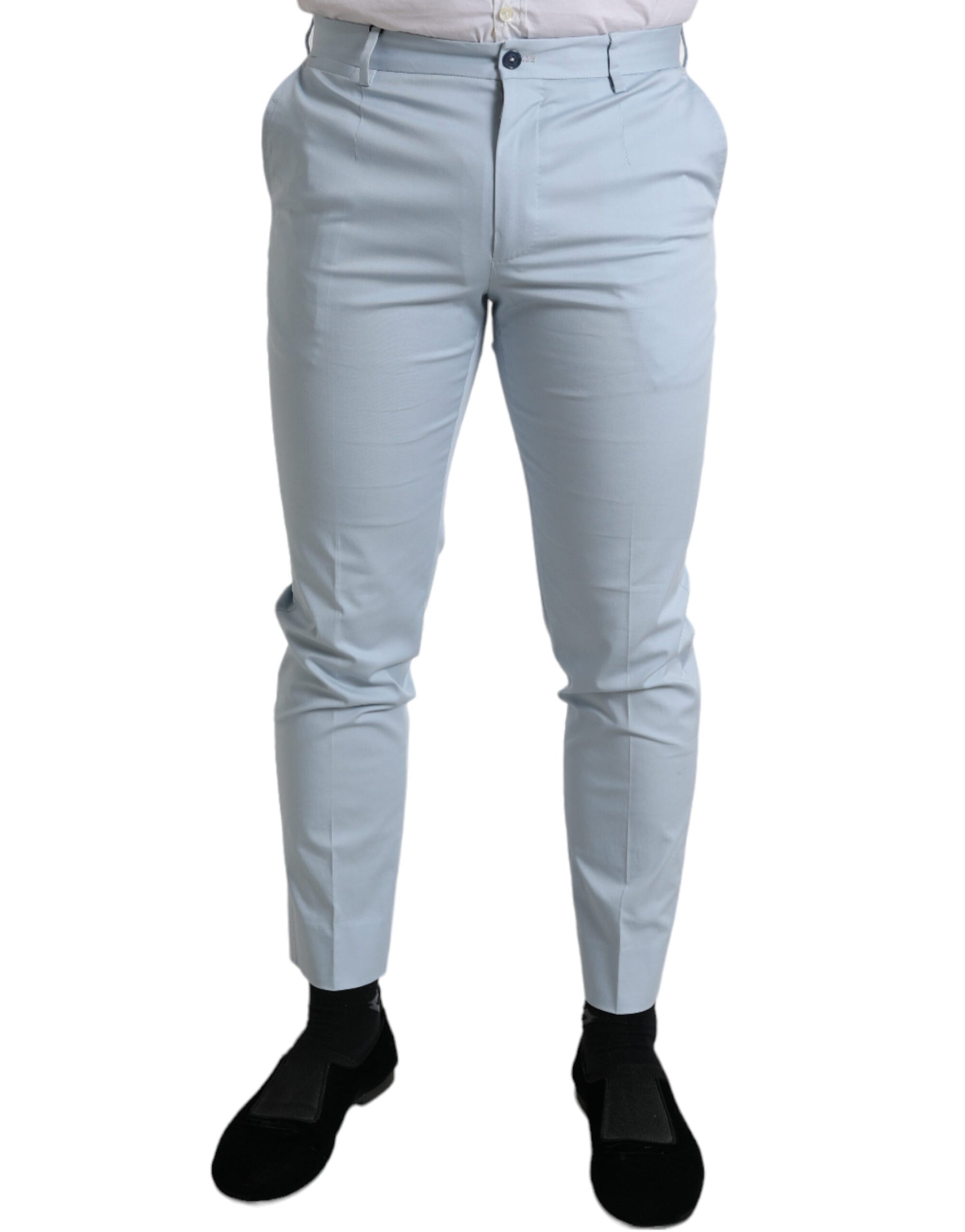 Dolce & Gabbana Sky Blue Cotton Stretch Skinny Pants - ClickThatClicks 