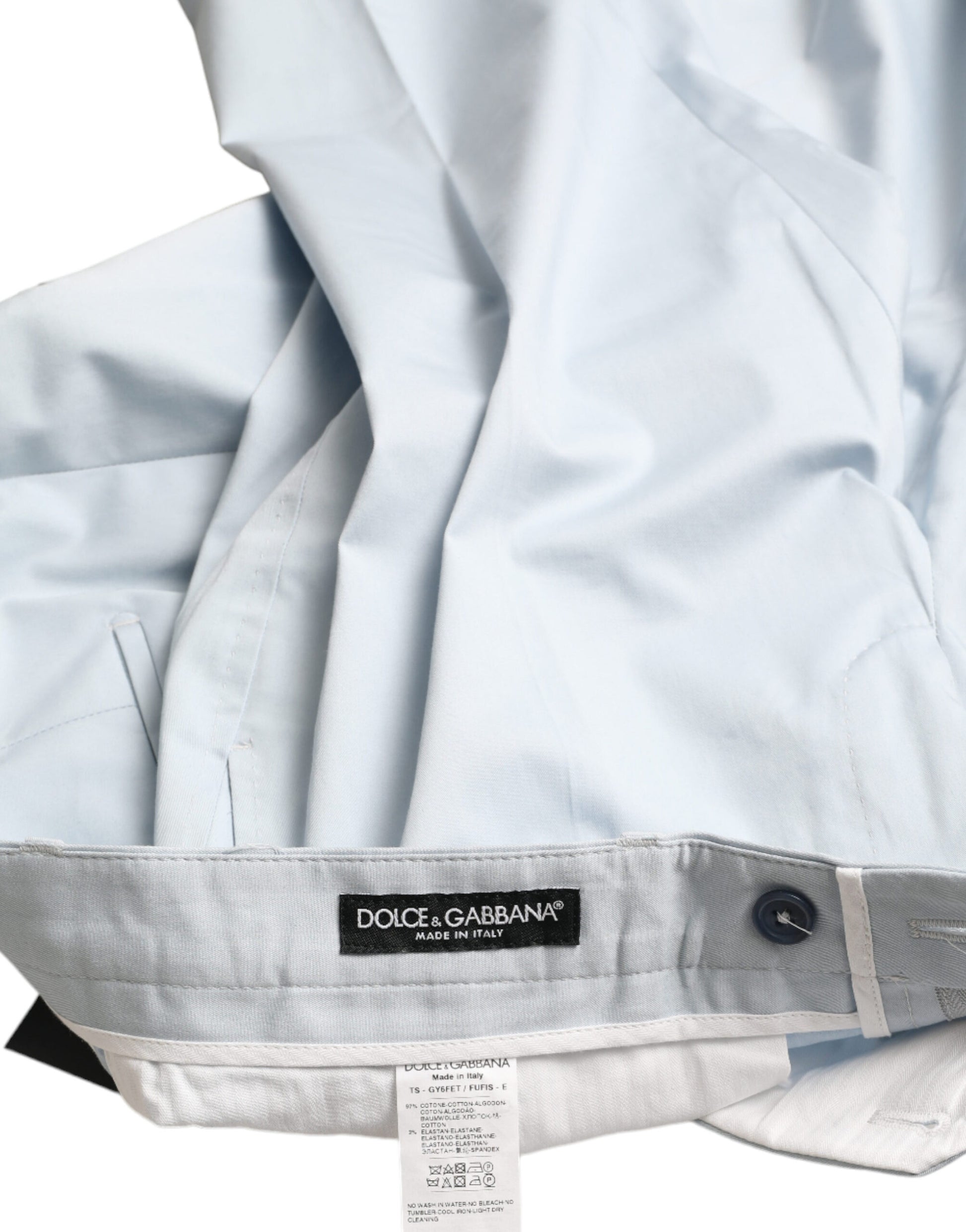 Dolce & Gabbana Sky Blue Cotton Stretch Skinny Pants - ClickThatClicks 