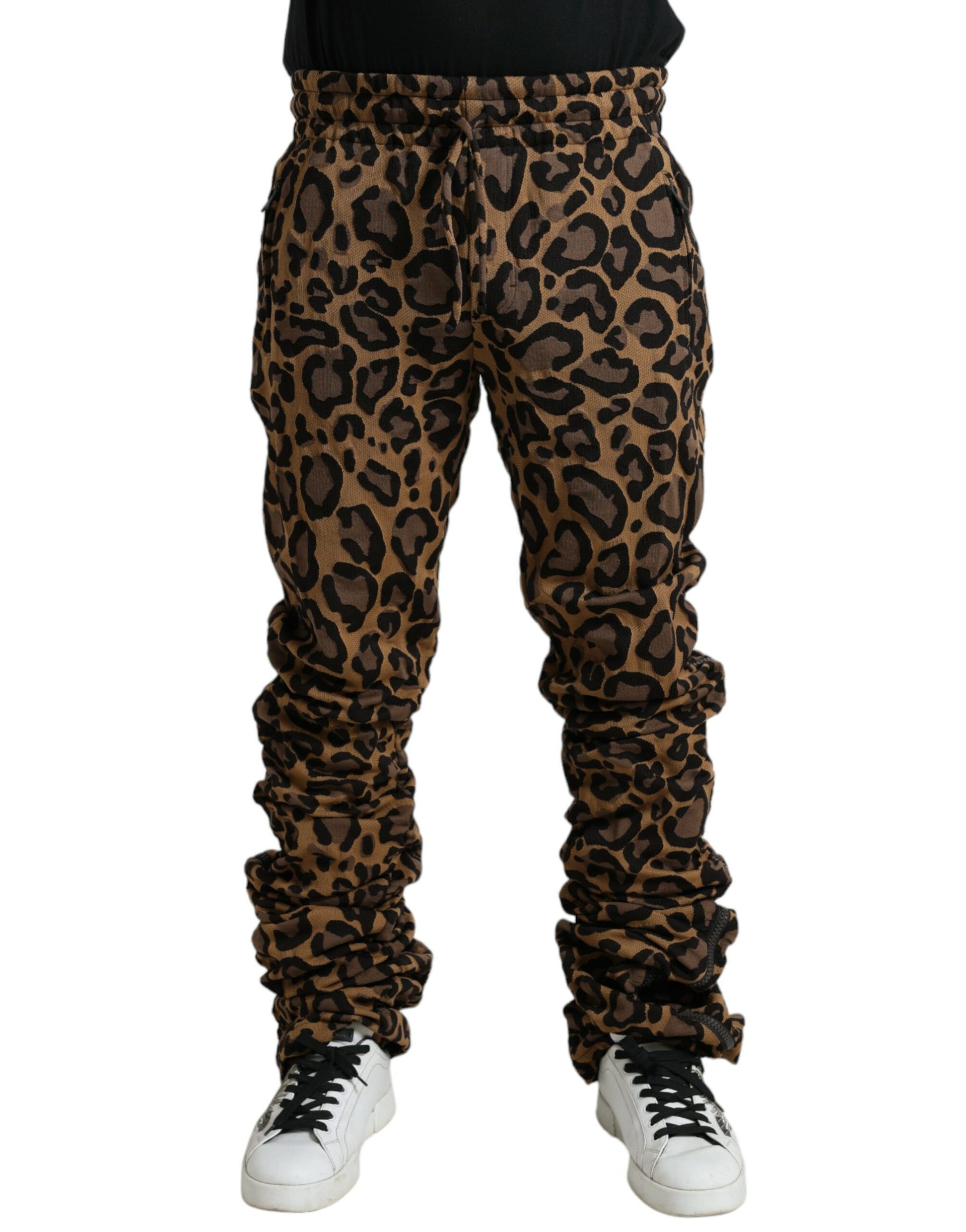 Dolce & Gabbana Brown Leopard Jacquard Jogger Pants - ClickThatClicks 