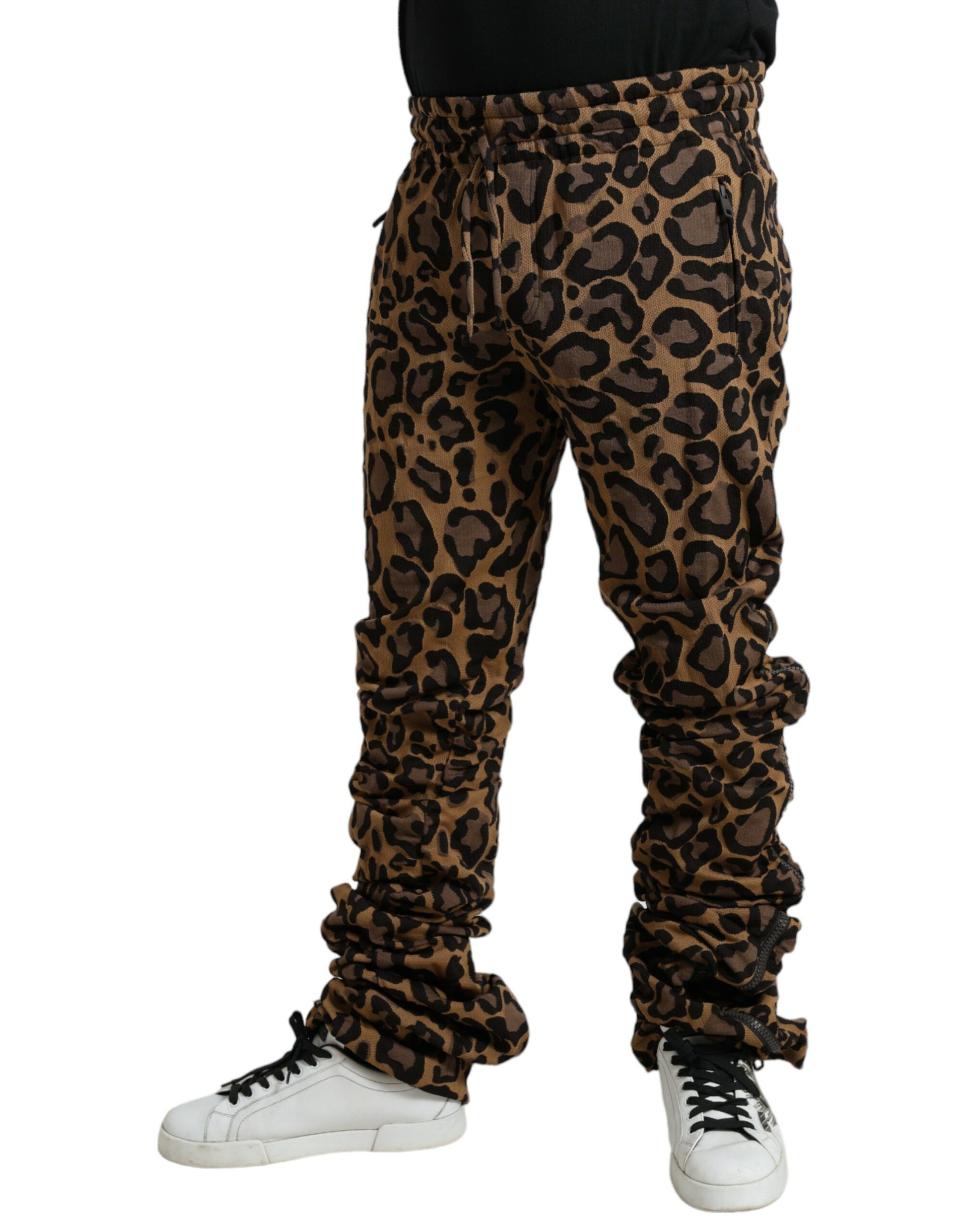 Dolce & Gabbana Brown Leopard Jacquard Jogger Pants - ClickThatClicks 