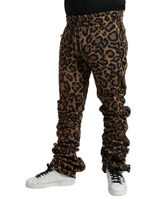 Dolce & Gabbana Brown Leopard Jacquard Jogger Pants - ClickThatClicks 