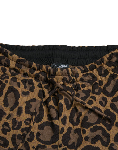 Dolce & Gabbana Brown Leopard Jacquard Jogger Pants - ClickThatClicks 