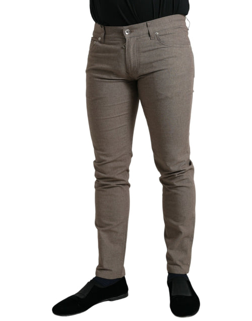 Dolce & Gabbana Brown Cotton Stretch Skinny Men Pants - ClickThatClicks 