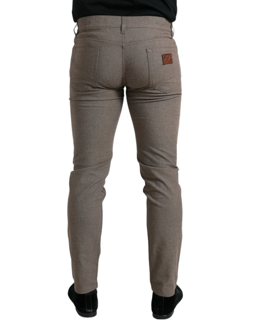 Dolce & Gabbana Brown Cotton Stretch Skinny Men Pants - ClickThatClicks 