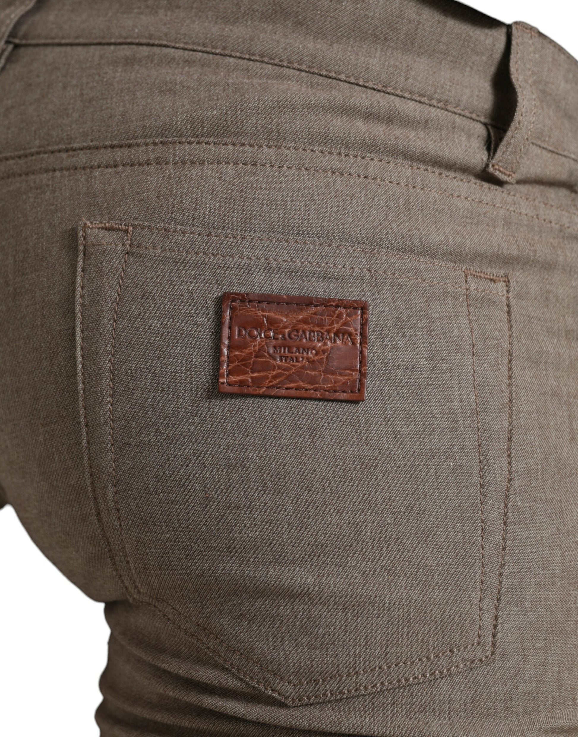 Dolce & Gabbana Brown Cotton Stretch Skinny Men Pants - ClickThatClicks 