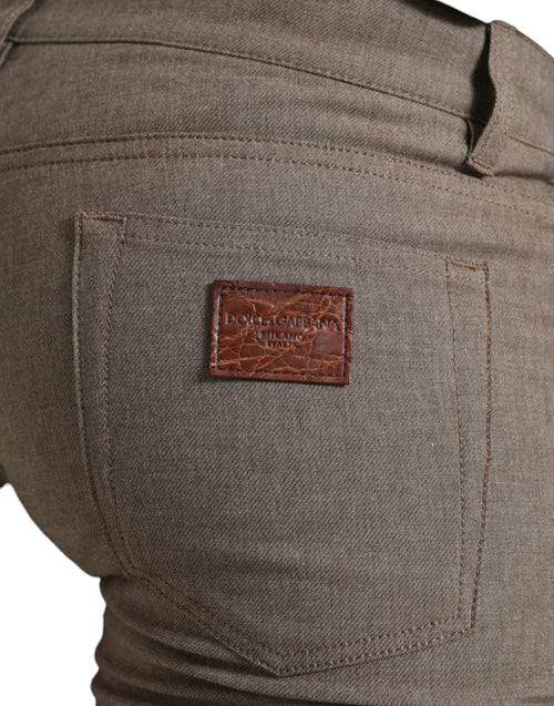 Dolce & Gabbana Brown Cotton Stretch Skinny Men Pants - ClickThatClicks 