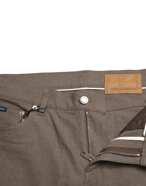 Dolce & Gabbana Brown Cotton Stretch Skinny Men Pants - ClickThatClicks 