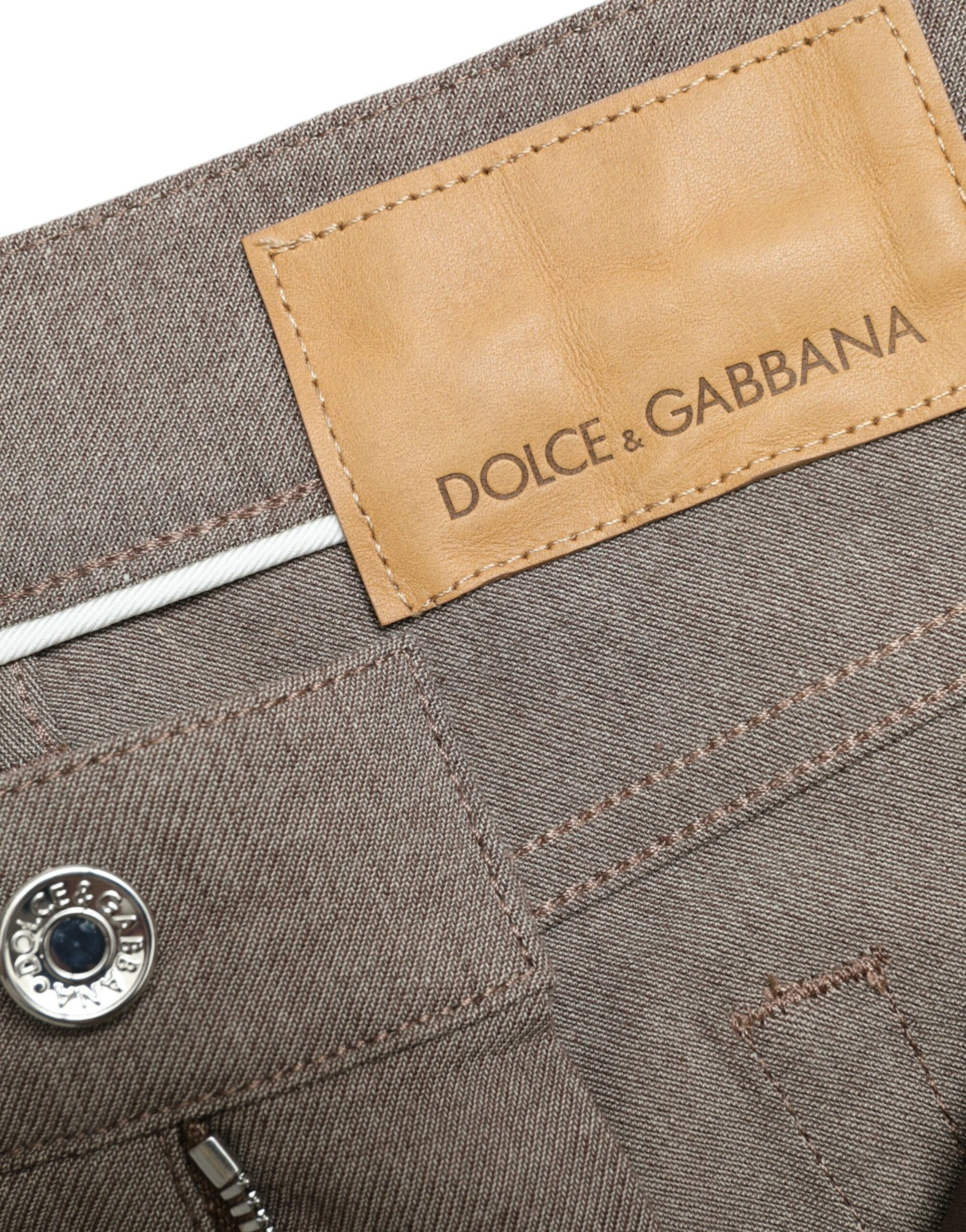 Dolce & Gabbana Brown Cotton Stretch Skinny Men Pants - ClickThatClicks 