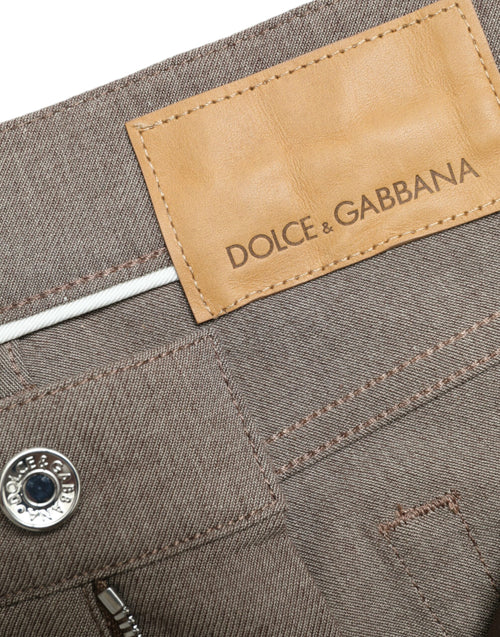 Dolce & Gabbana Brown Cotton Stretch Skinny Men Pants - ClickThatClicks 