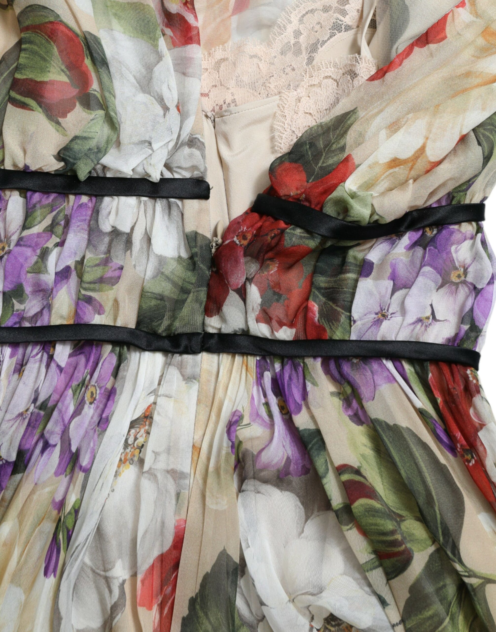Dolce & Gabbana Beige Floral Sleeveless A-line Mini Dress - ClickThatClicks 