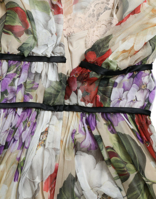 Dolce & Gabbana Beige Floral Sleeveless A-line Mini Dress - ClickThatClicks 