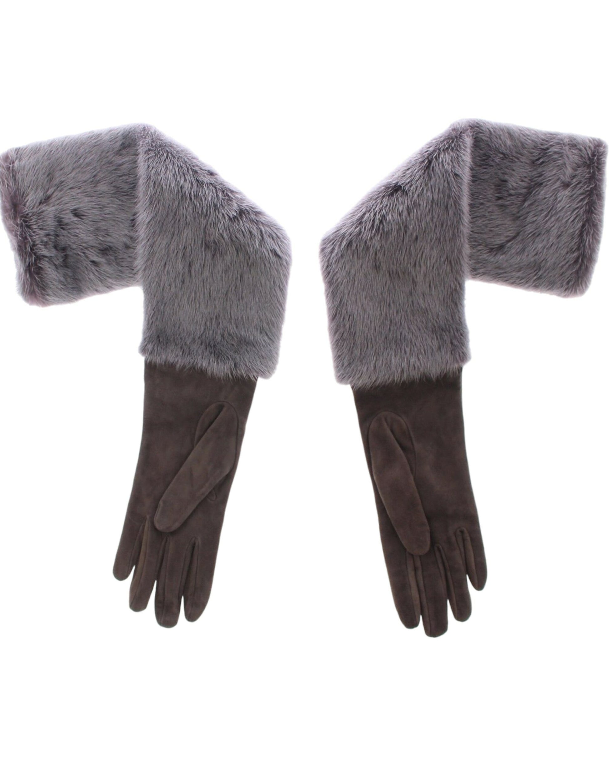 Dolce & Gabbana Gray Mink Fur Lambskin Suede Leather Gloves - ClickThatClicks 