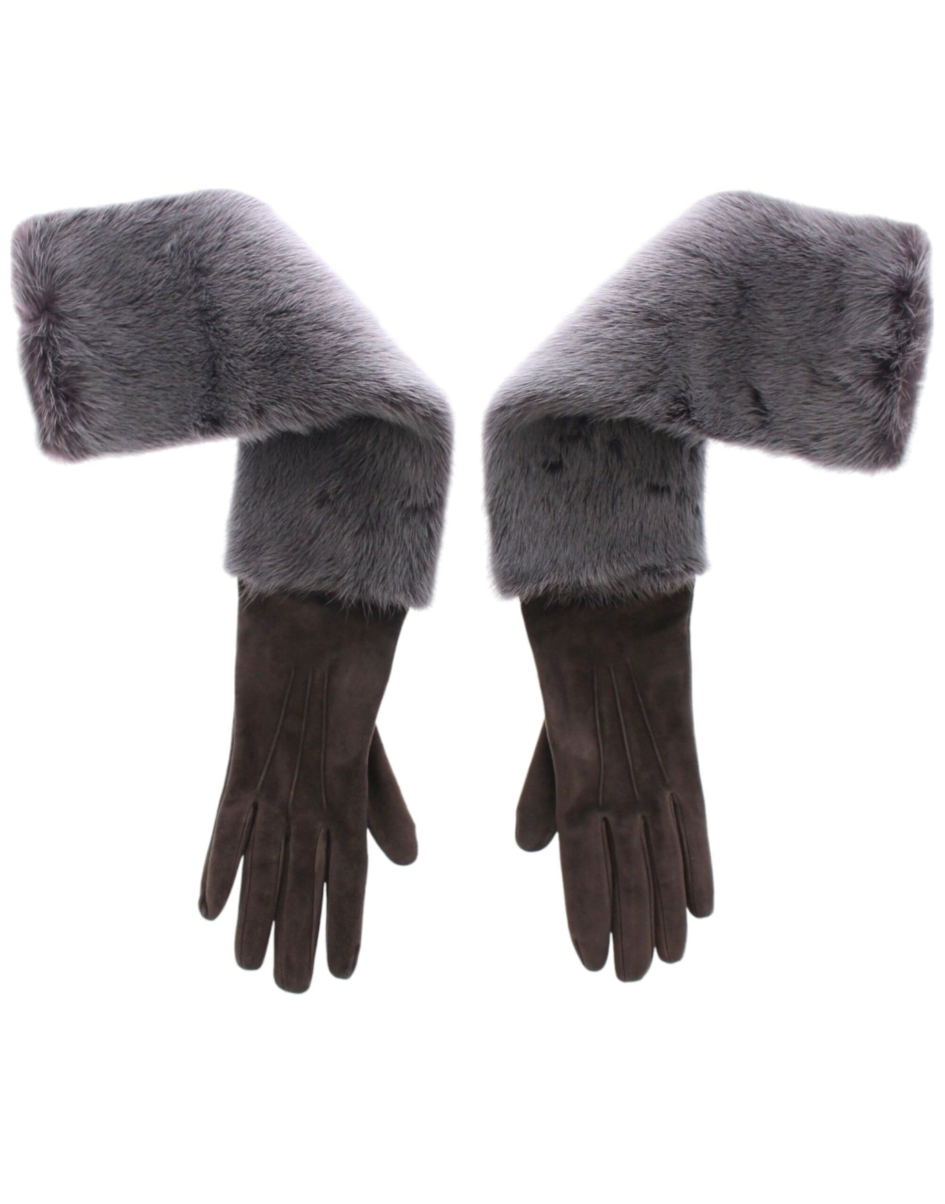 Dolce & Gabbana Gray Mink Fur Lambskin Suede Leather Gloves - ClickThatClicks 