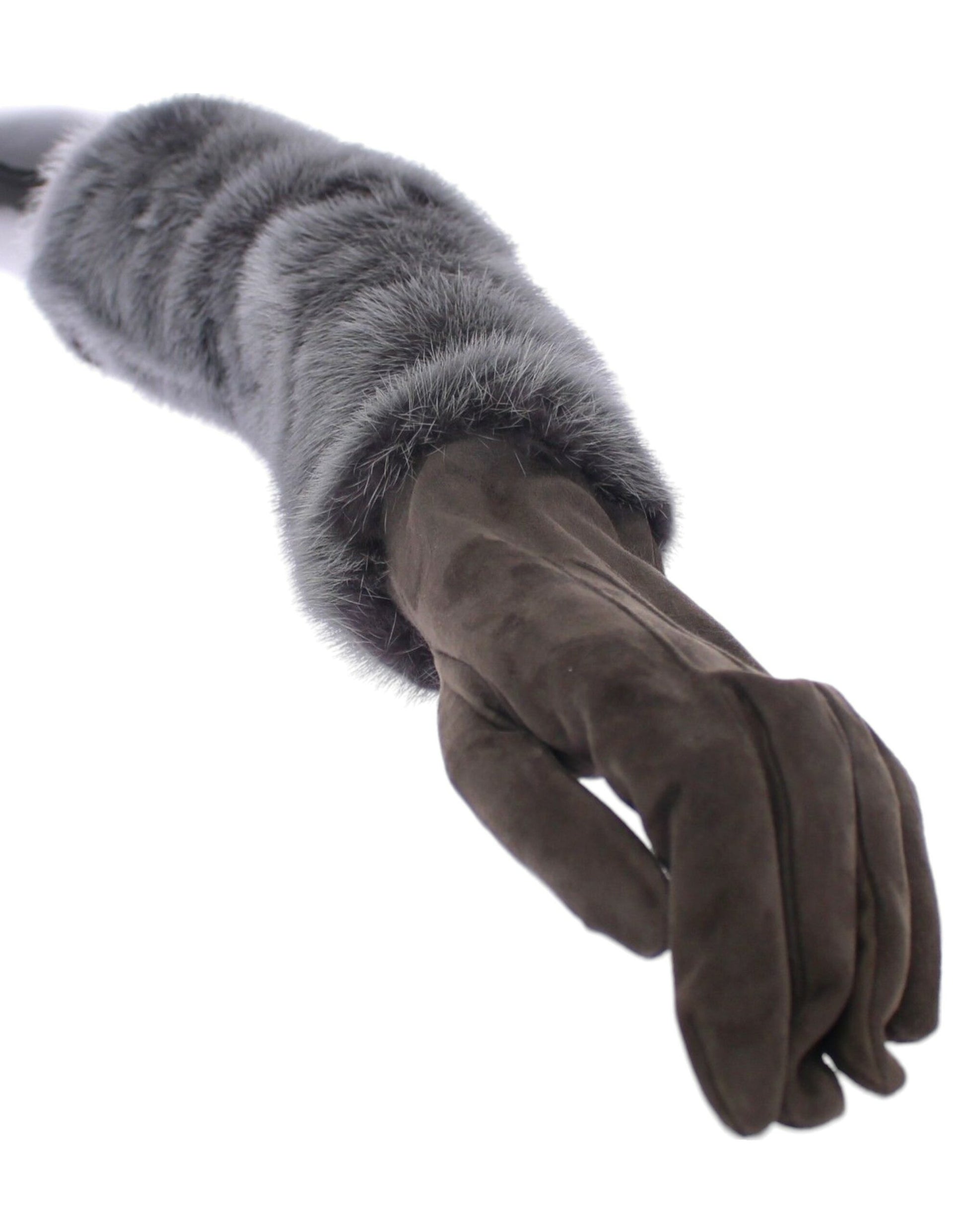Dolce & Gabbana Gray Mink Fur Lambskin Suede Leather Gloves - ClickThatClicks 