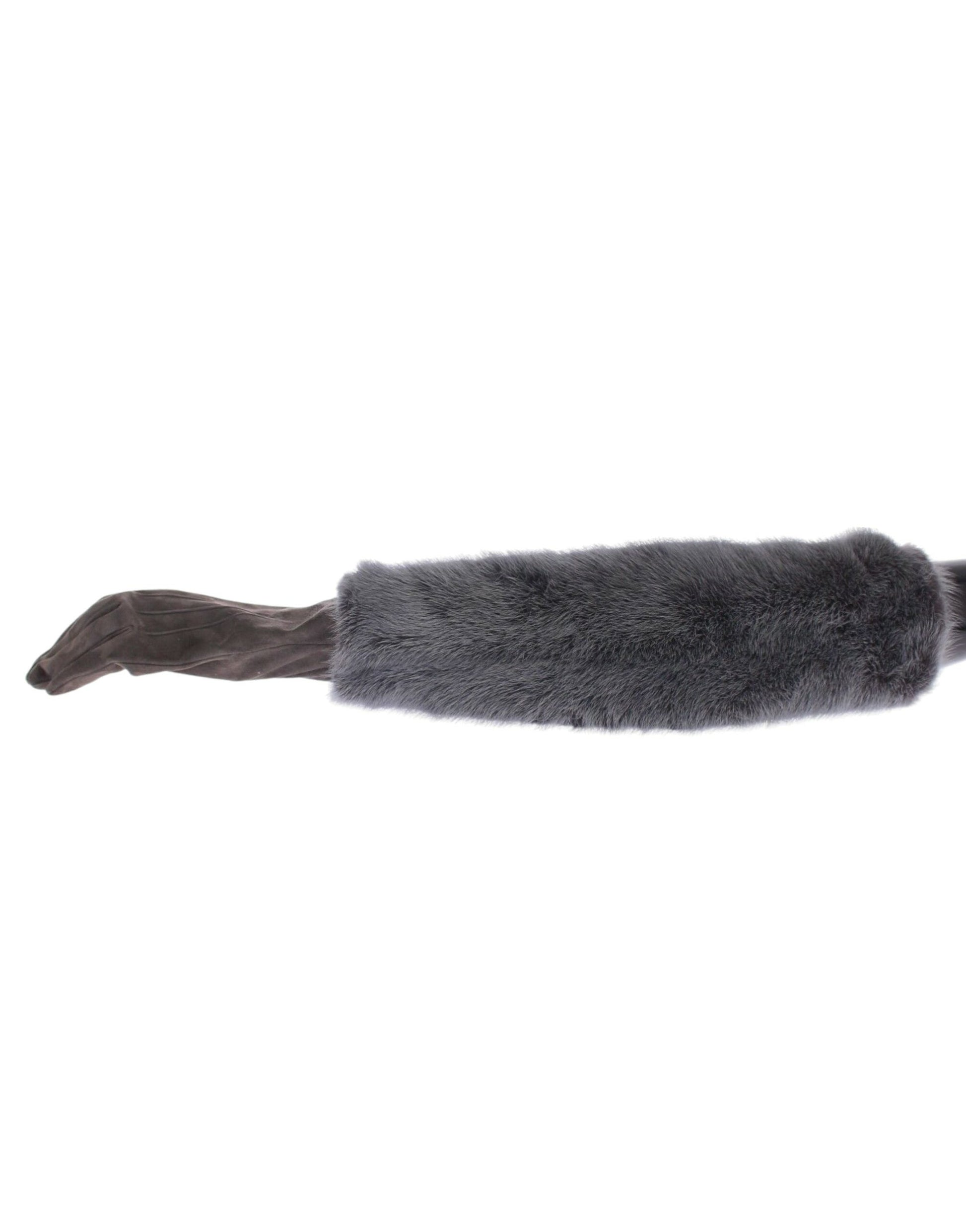 Dolce & Gabbana Gray Mink Fur Lambskin Suede Leather Gloves - ClickThatClicks 
