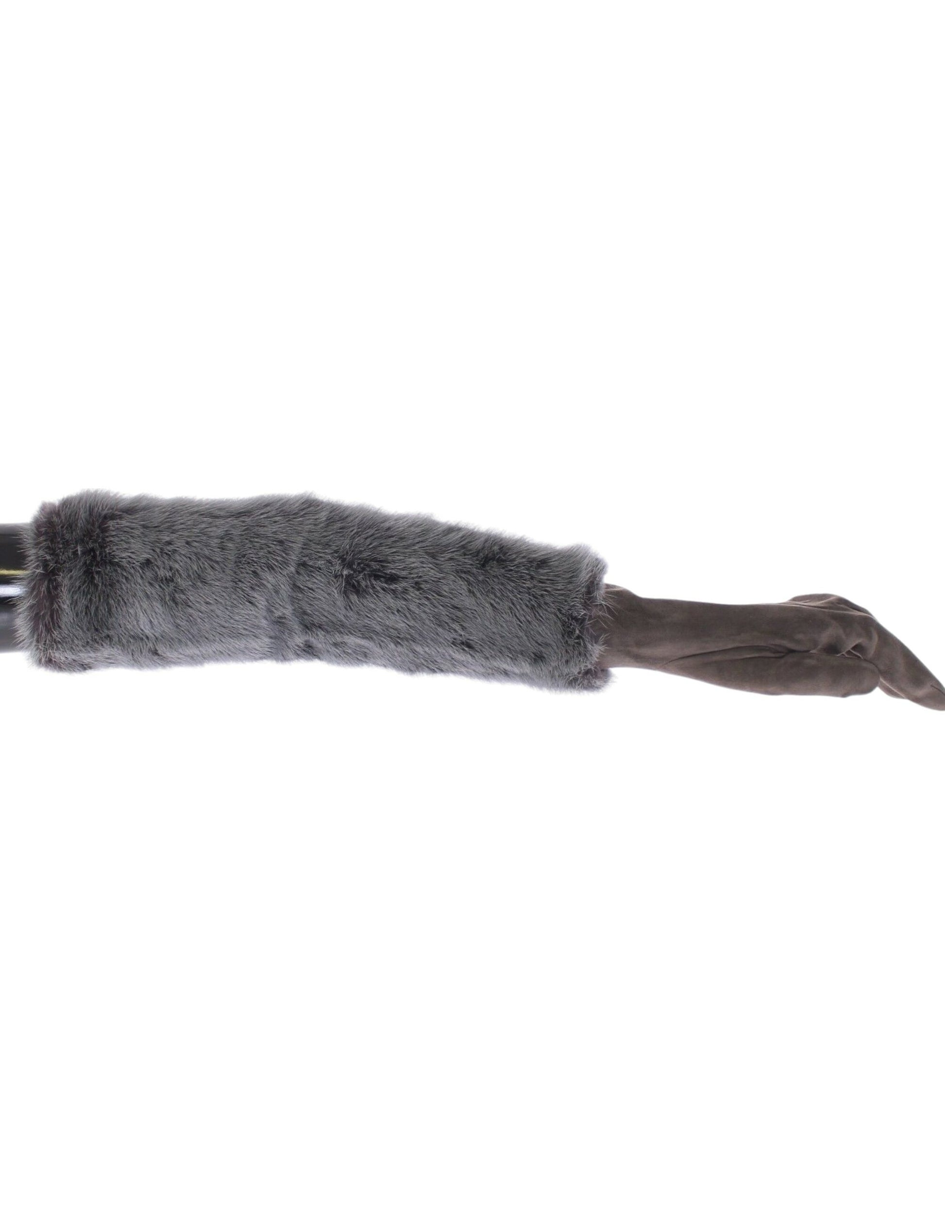 Dolce & Gabbana Gray Mink Fur Lambskin Suede Leather Gloves - ClickThatClicks 