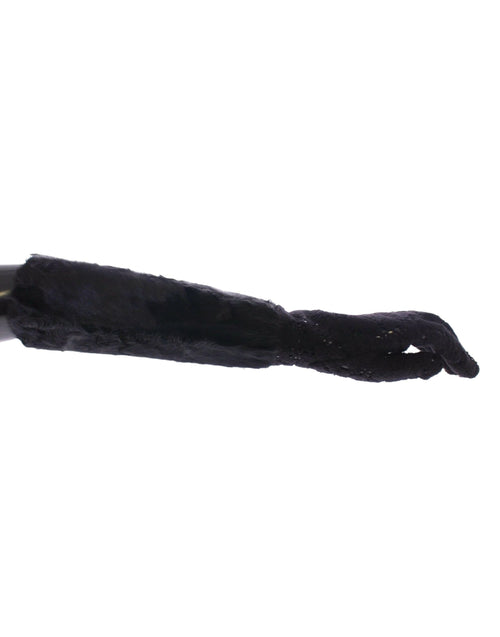 Dolce & Gabbana Black Lace Wool Lambskin Fur Elbow Gloves - ClickThatClicks 