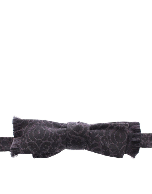 Dolce & Gabbana Gray Black Wool Bow Tie - ClickThatClicks 