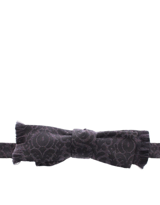 Dolce & Gabbana Gray Black Wool Bow Tie - ClickThatClicks 