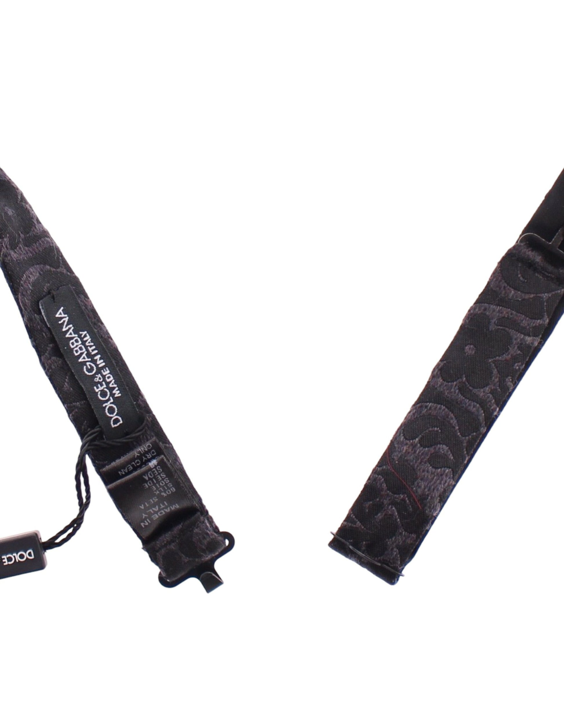 Dolce & Gabbana Gray Black Wool Bow Tie - ClickThatClicks 