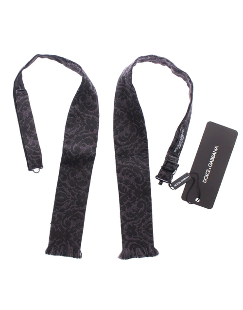 Dolce & Gabbana Gray Black Wool Bow Tie - ClickThatClicks 