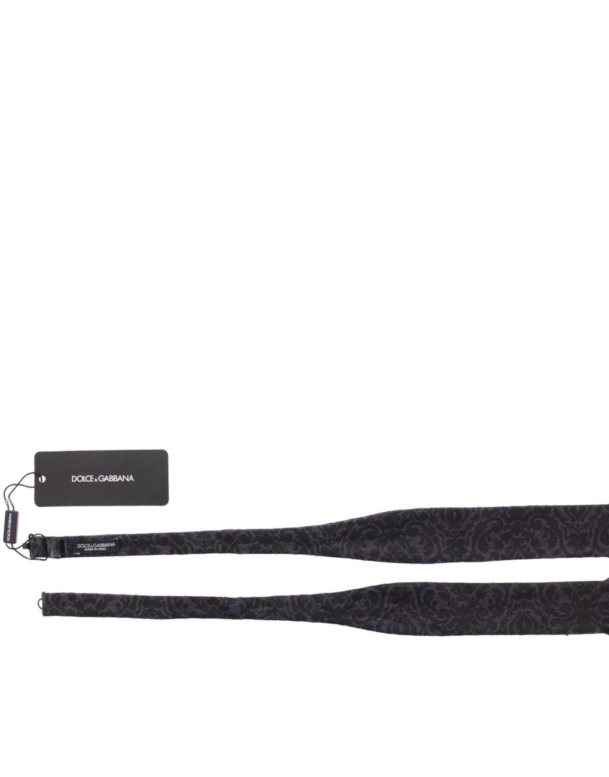 Dolce & Gabbana Gray Black Wool Bow Tie - ClickThatClicks 