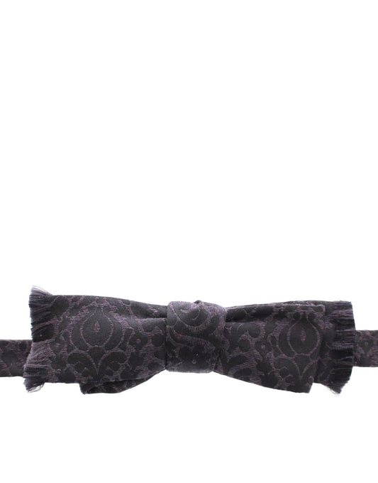 Dolce & Gabbana Gray Black Wool Silk Bow Tie - ClickThatClicks 