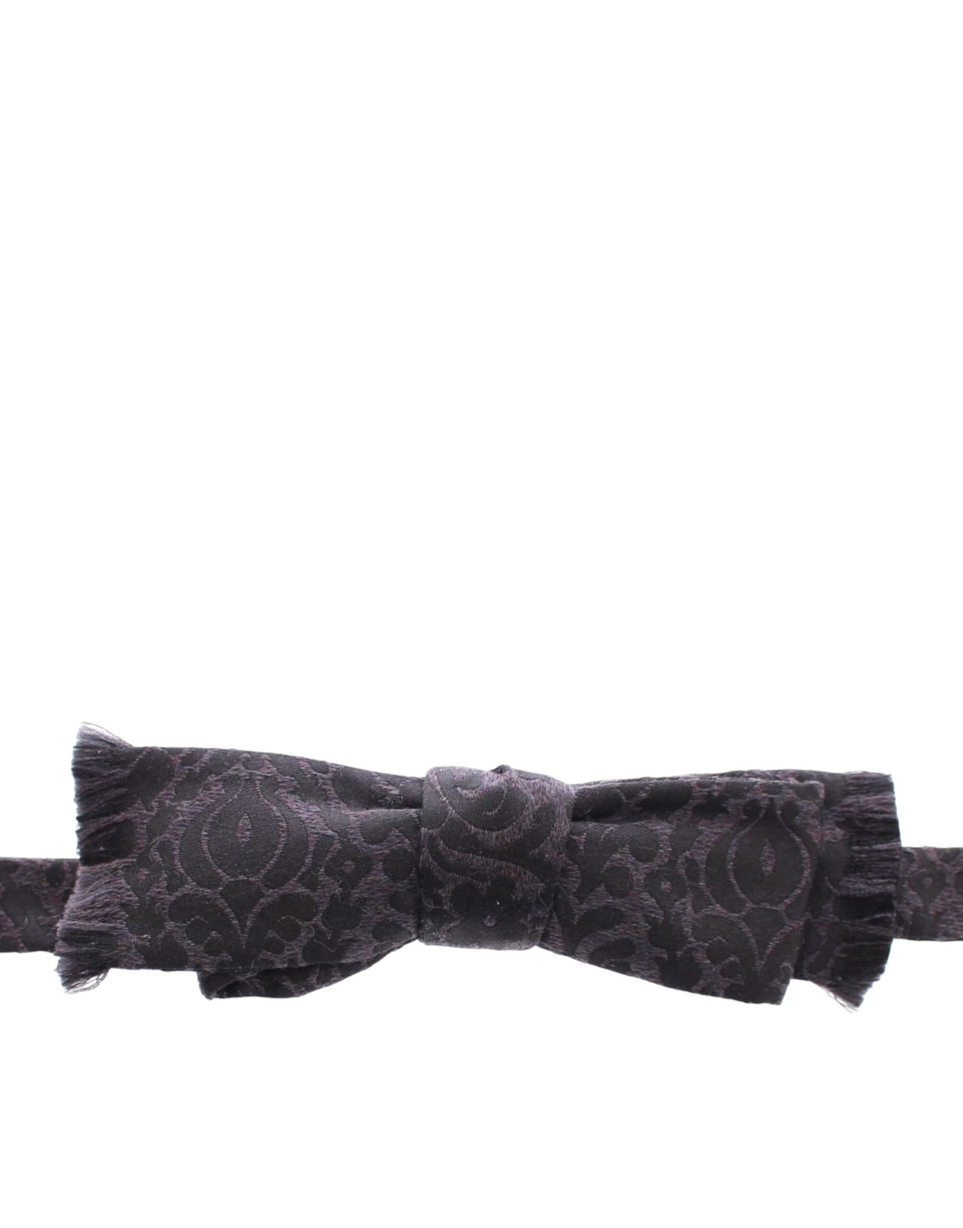 Dolce & Gabbana Gray Black Wool Silk Bow Tie - ClickThatClicks 