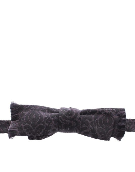 Dolce & Gabbana Gray Black Wool Silk Bow Tie - ClickThatClicks 