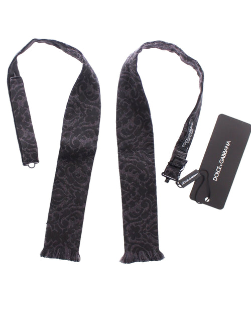 Dolce & Gabbana Gray Black Wool Silk Bow Tie - ClickThatClicks 