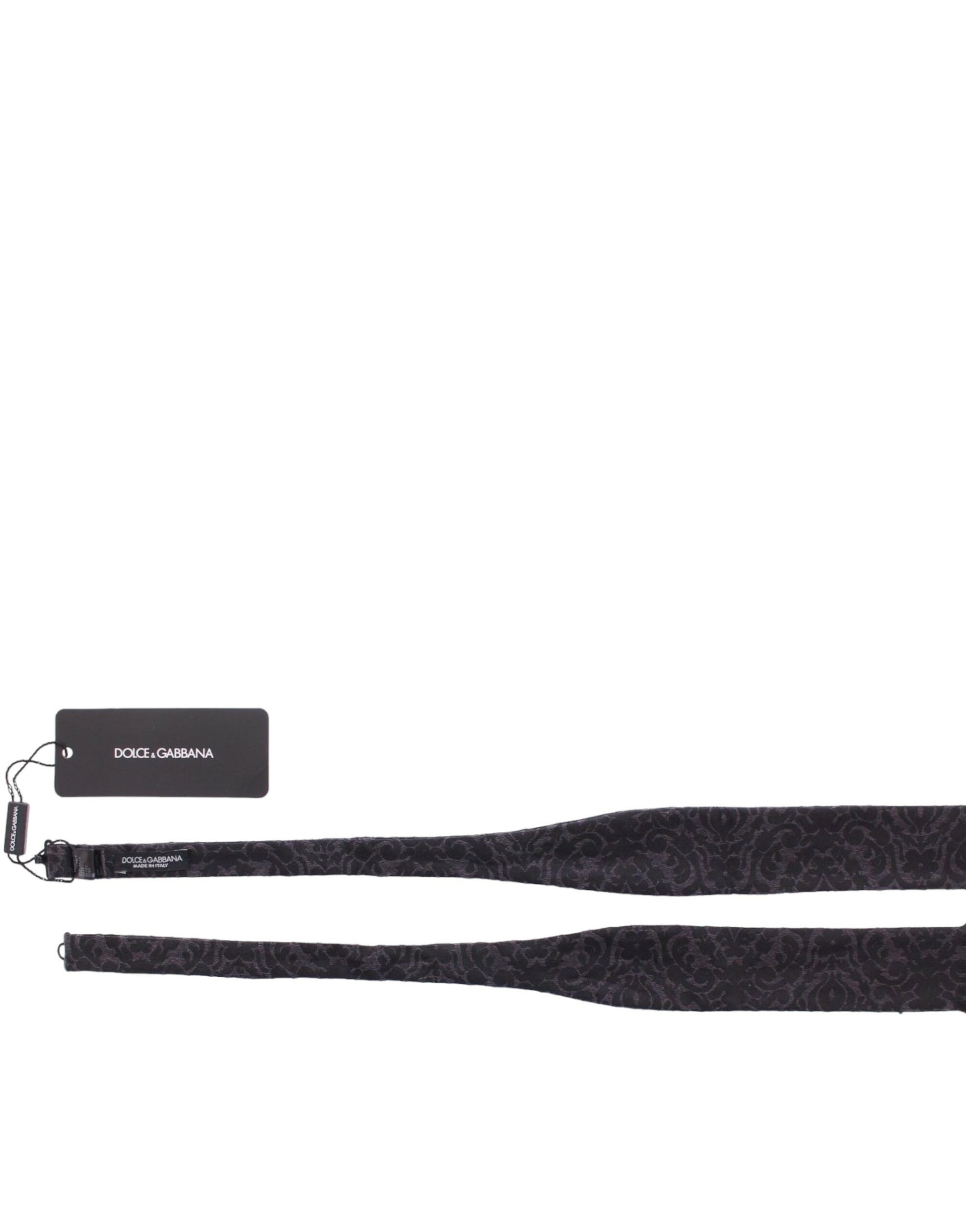Dolce & Gabbana Gray Black Wool Silk Bow Tie - ClickThatClicks 