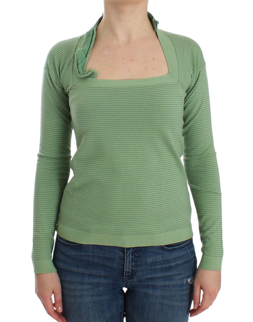 Ermanno Scervino Green Wool Blend Striped Long Sleeve Sweater - ClickThatClicks 
