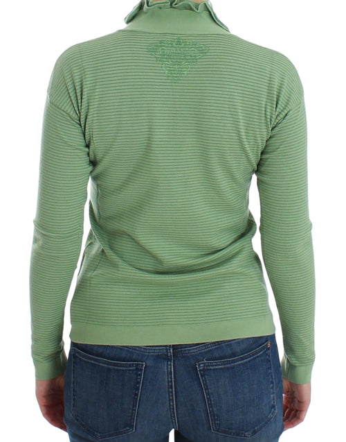 Ermanno Scervino Green Wool Blend Striped Long Sleeve Sweater - ClickThatClicks 