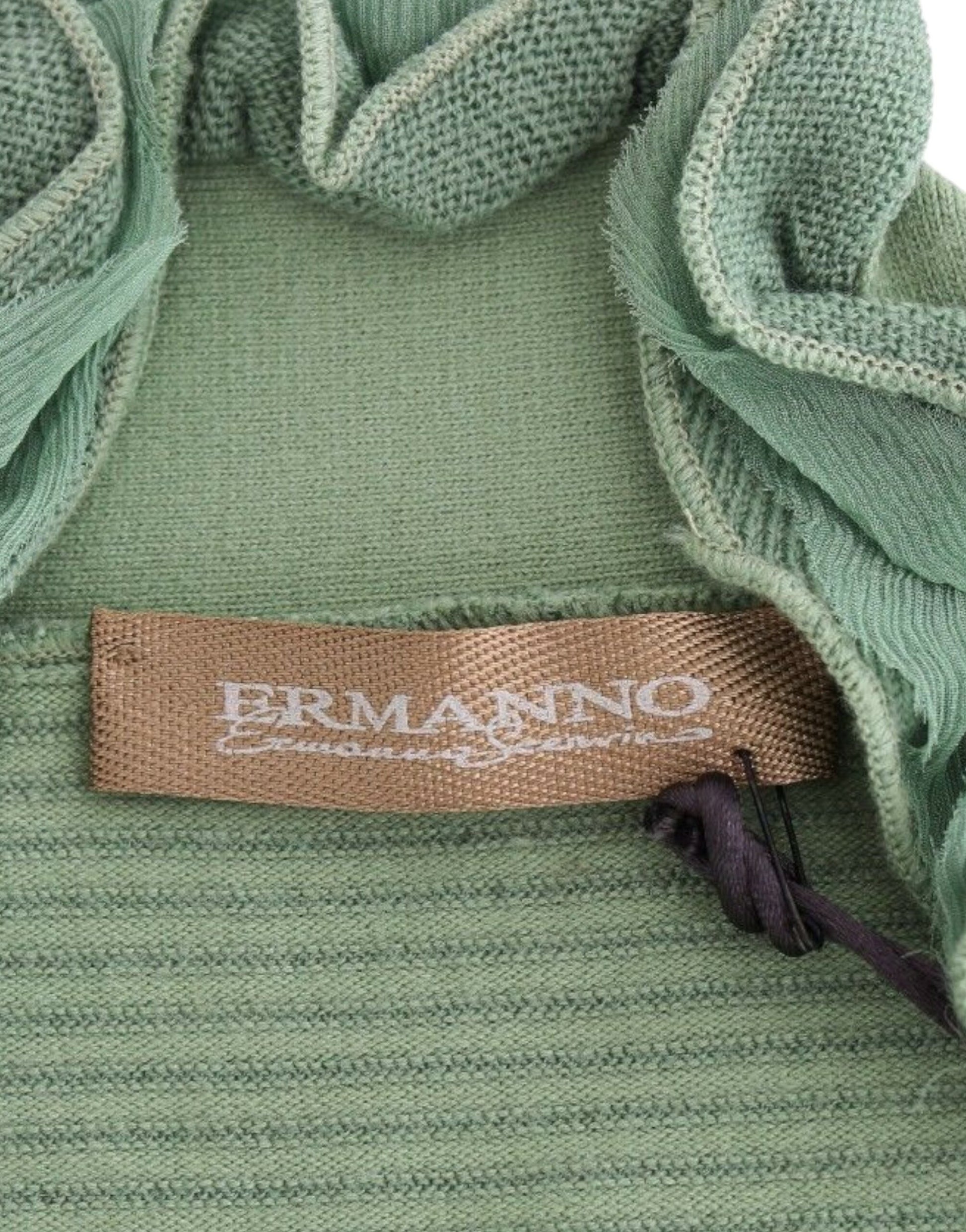 Ermanno Scervino Green Wool Blend Striped Long Sleeve Sweater - ClickThatClicks 