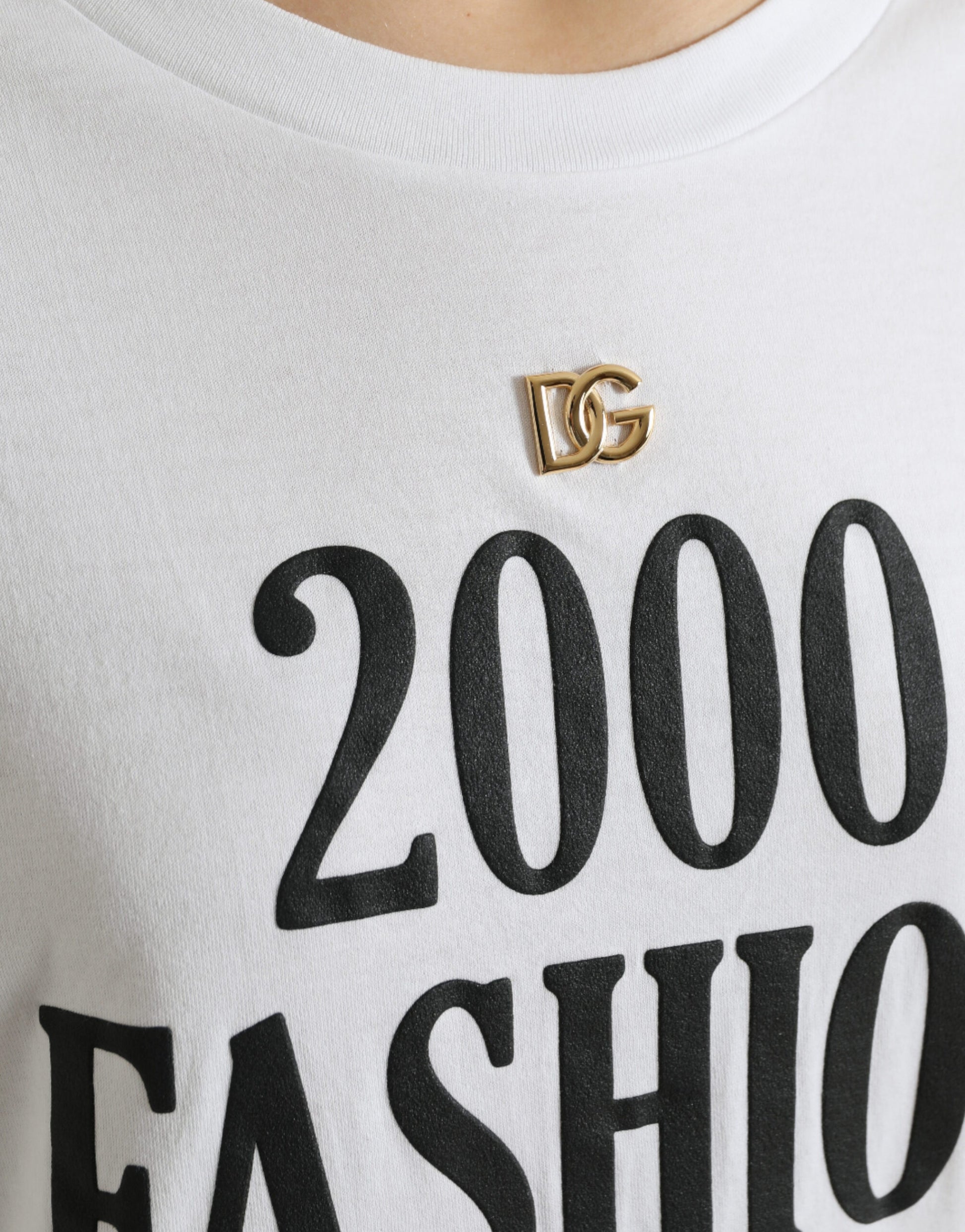 Dolce & Gabbana White Slogan Print Lacing Detailed T-shirt - ClickThatClicks 