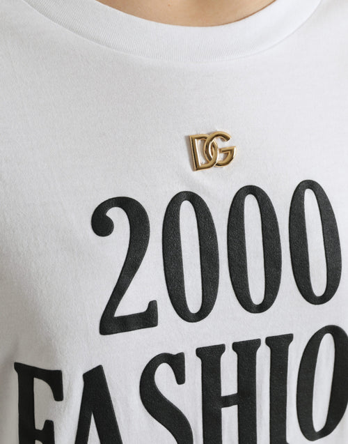 Dolce & Gabbana White Slogan Print Lacing Detailed T-shirt - ClickThatClicks 