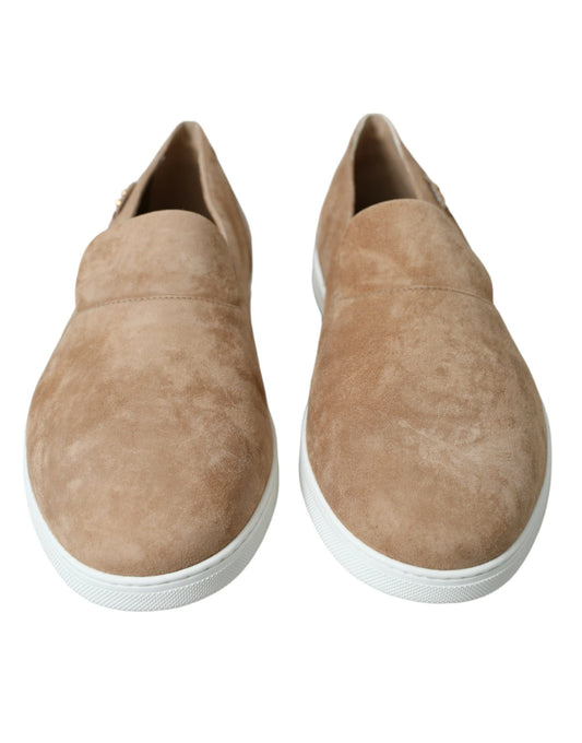 Dolce & Gabbana Beige Suede Caiman Men Loafers Slippers Shoes - ClickThatClicks 
