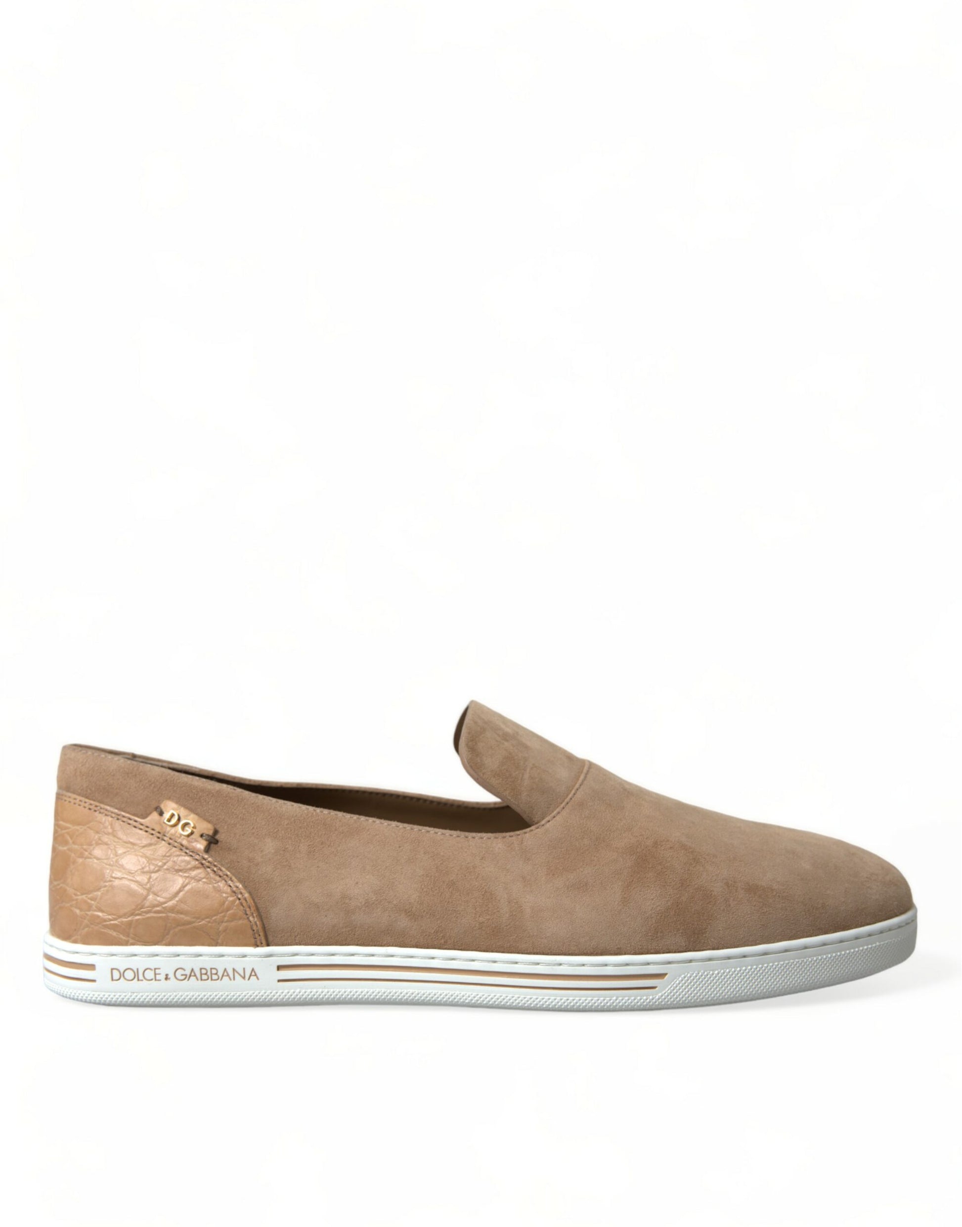 Dolce & Gabbana Beige Suede Caiman Men Loafers Slippers Shoes - ClickThatClicks 