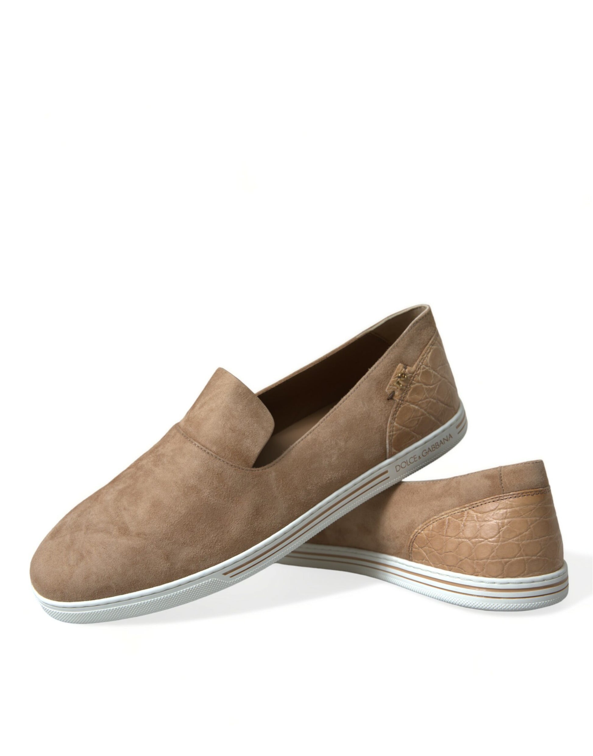 Dolce & Gabbana Beige Suede Caiman Men Loafers Slippers Shoes - ClickThatClicks 
