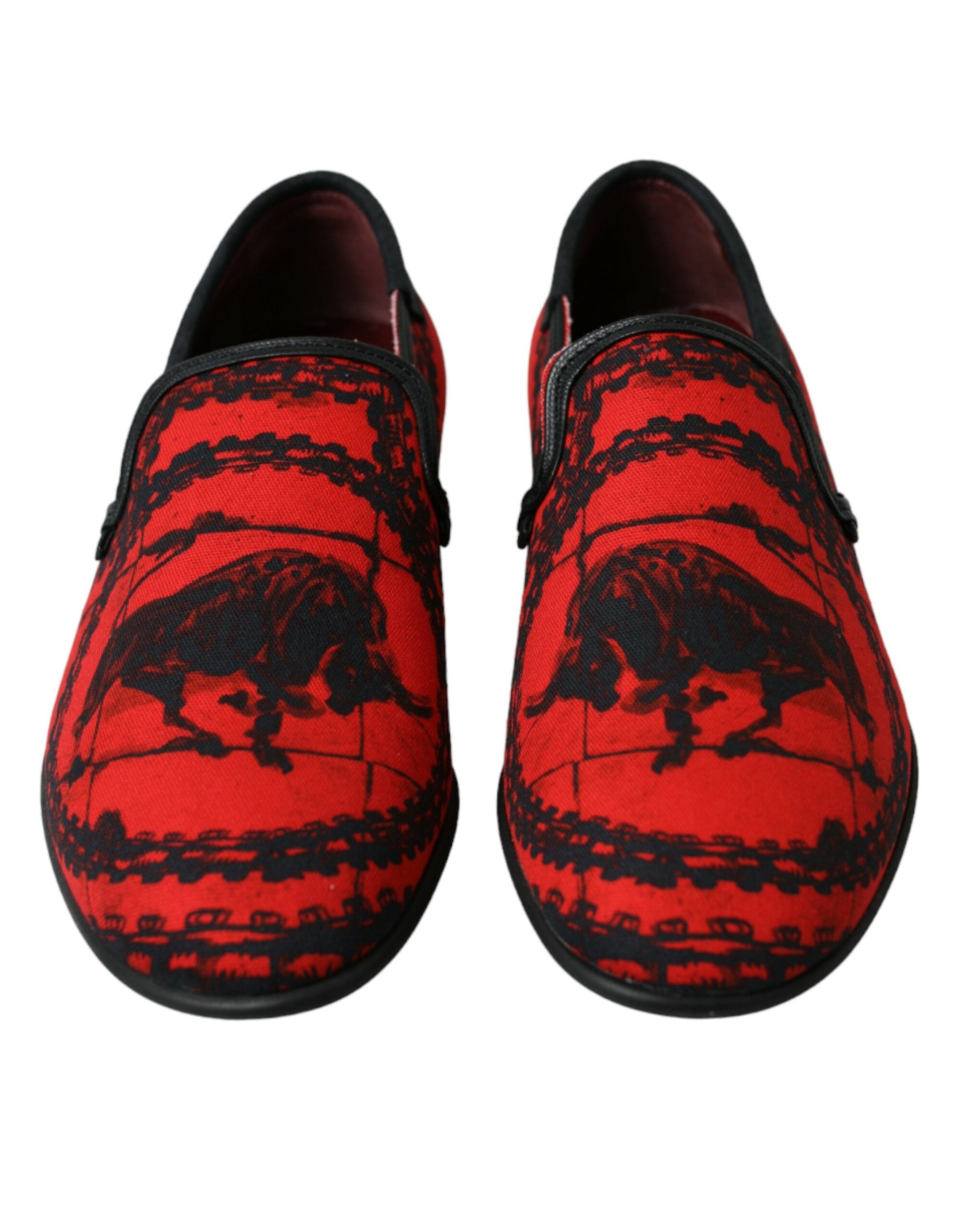 Dolce & Gabbana Red Black Torero Loafers Slippers Men Shoes - ClickThatClicks 