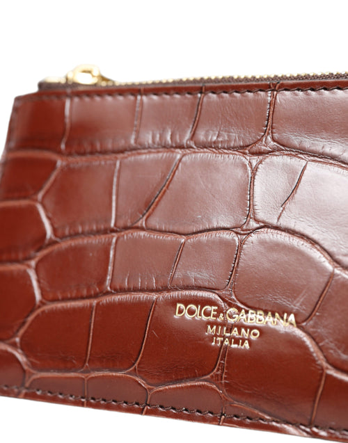 Dolce & Gabbana Brown Alligator Leather Airpods Case Coin Purse Wallet - ClickThatClicks 