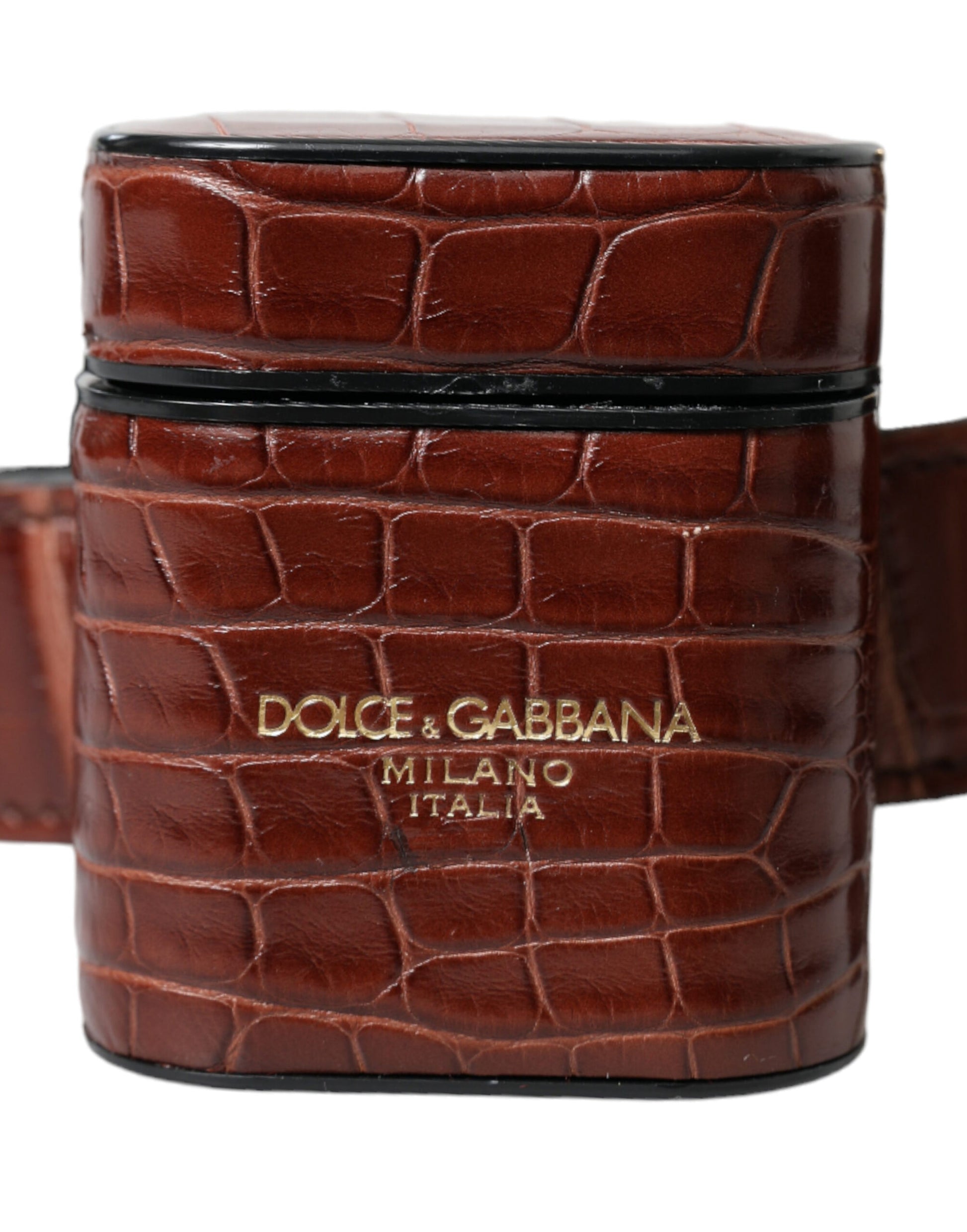 Dolce & Gabbana Brown Alligator Leather Airpods Case Coin Purse Wallet - ClickThatClicks 