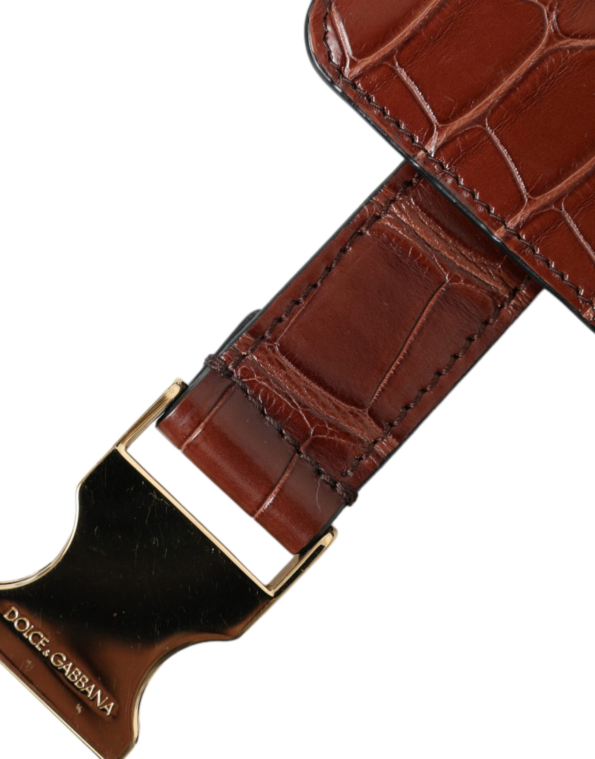 Dolce & Gabbana Brown Alligator Leather Airpods Case Coin Purse Wallet - ClickThatClicks 