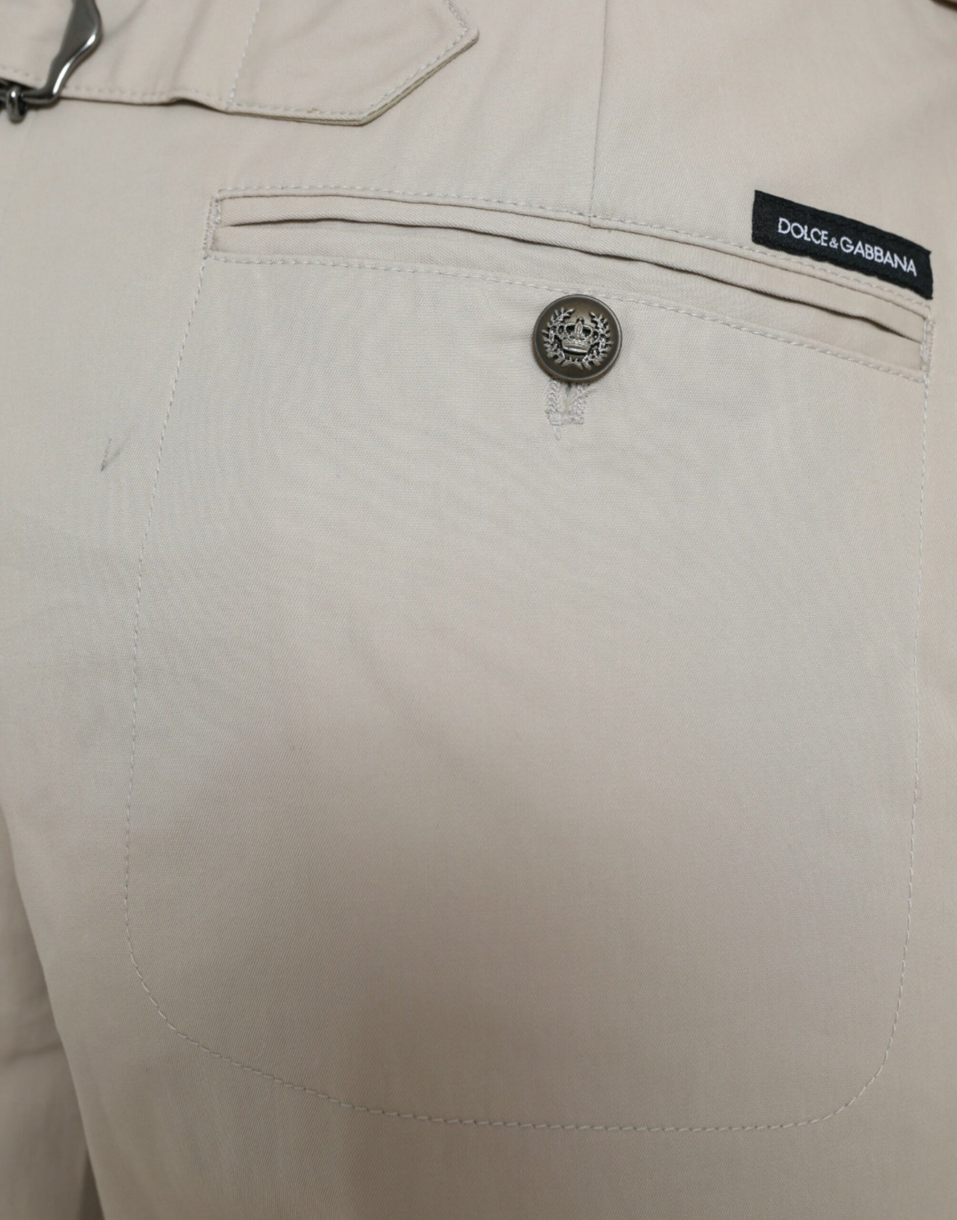 Dolce & Gabbana Beige Cotton High Waist Tapered Pants - ClickThatClicks 
