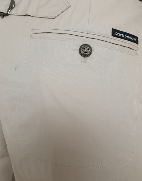 Dolce & Gabbana Beige Cotton High Waist Tapered Pants - ClickThatClicks 