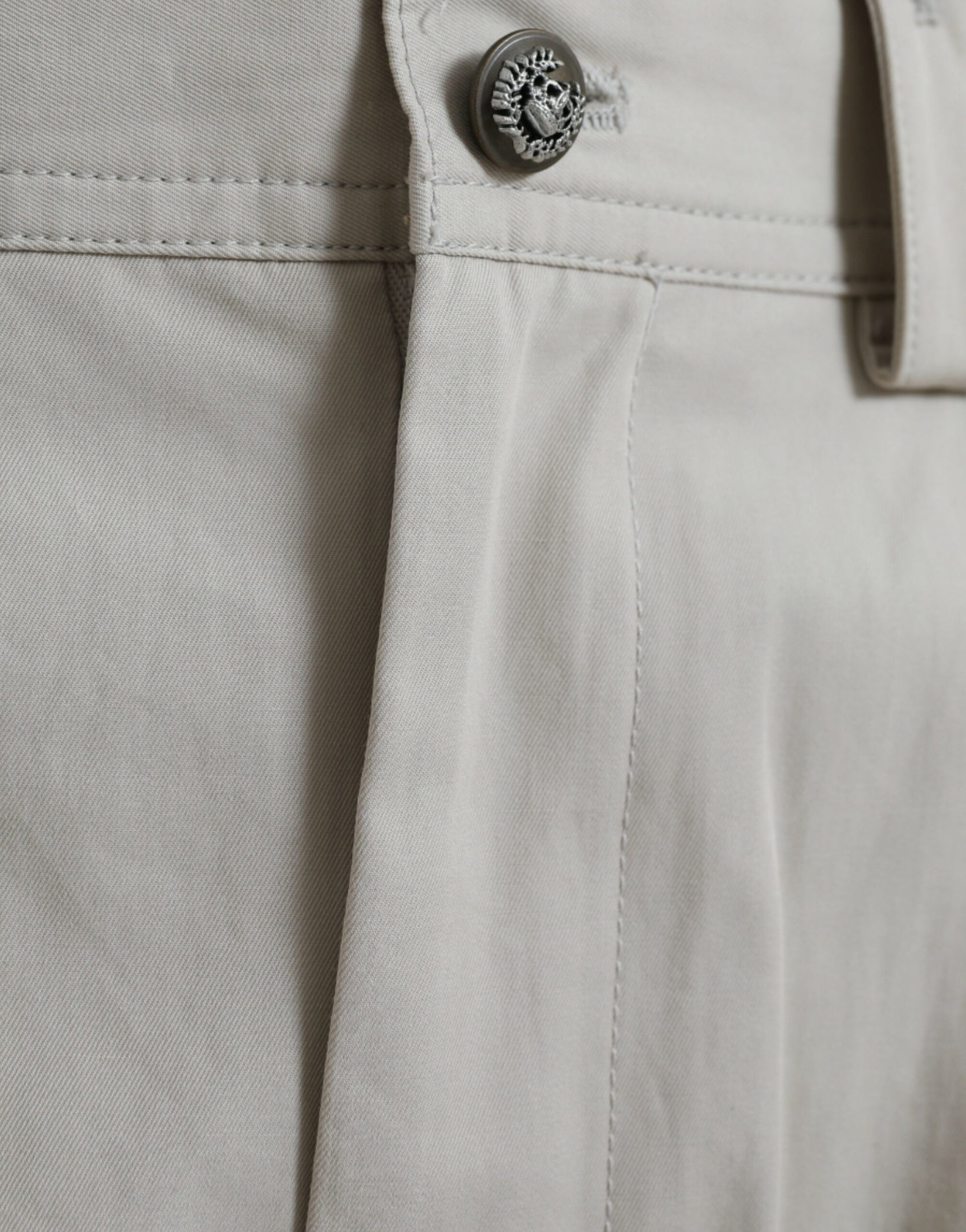 Dolce & Gabbana Beige Cotton High Waist Tapered Pants - ClickThatClicks 
