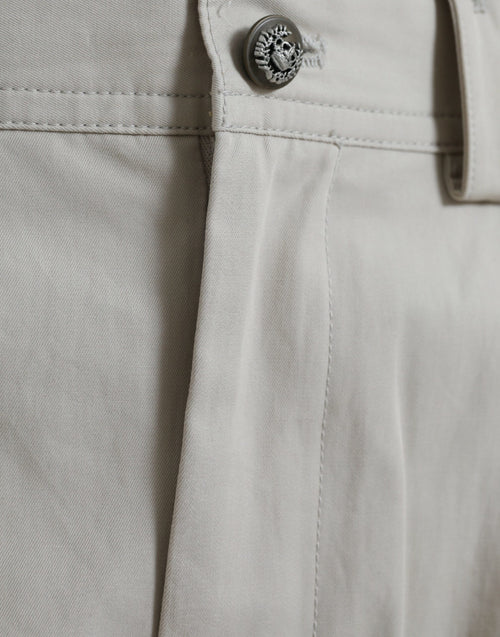 Dolce & Gabbana Beige Cotton High Waist Tapered Pants - ClickThatClicks 