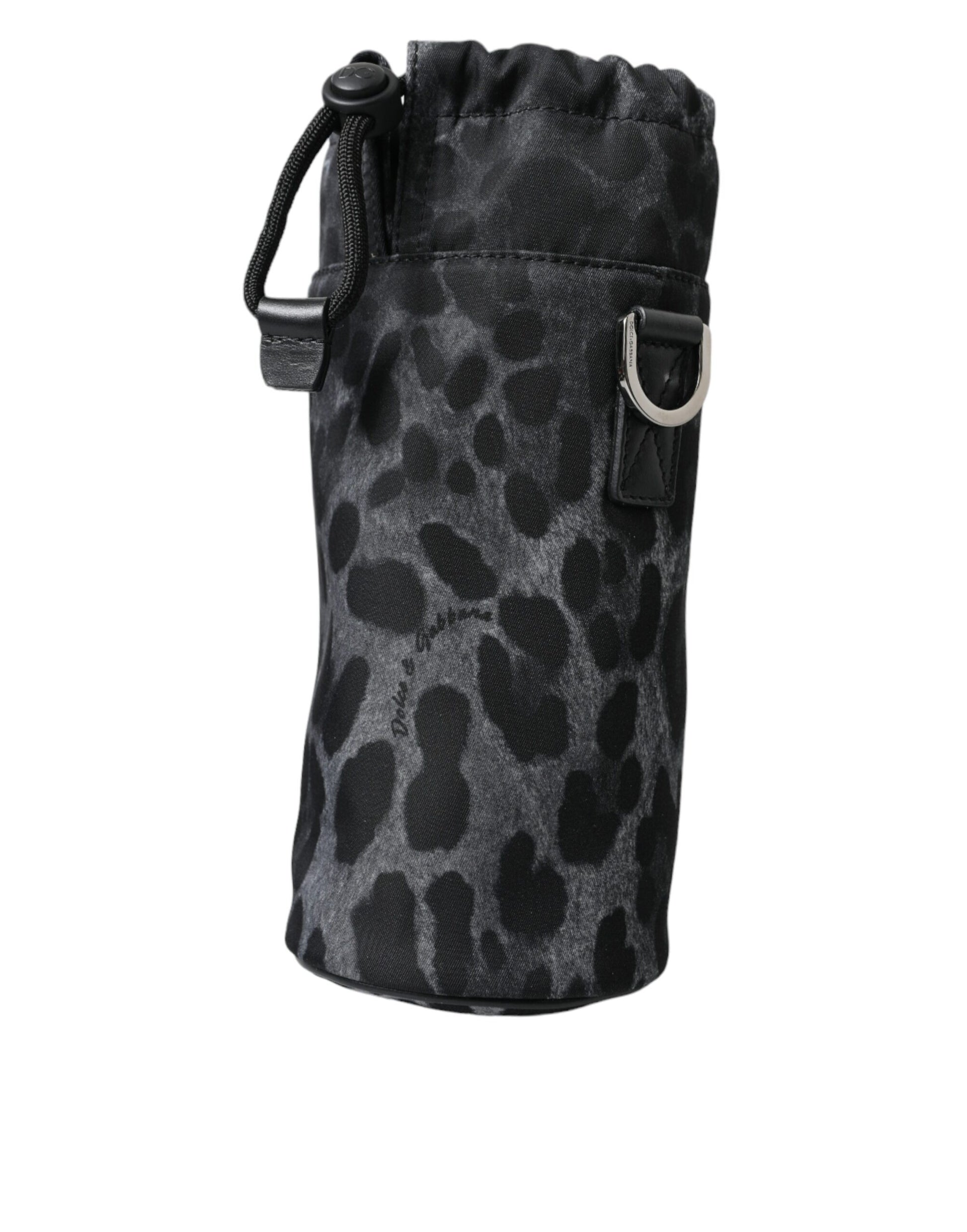 Dolce & Gabbana Black Leopard Round Slim Tote Bottle Cage Bag - ClickThatClicks 