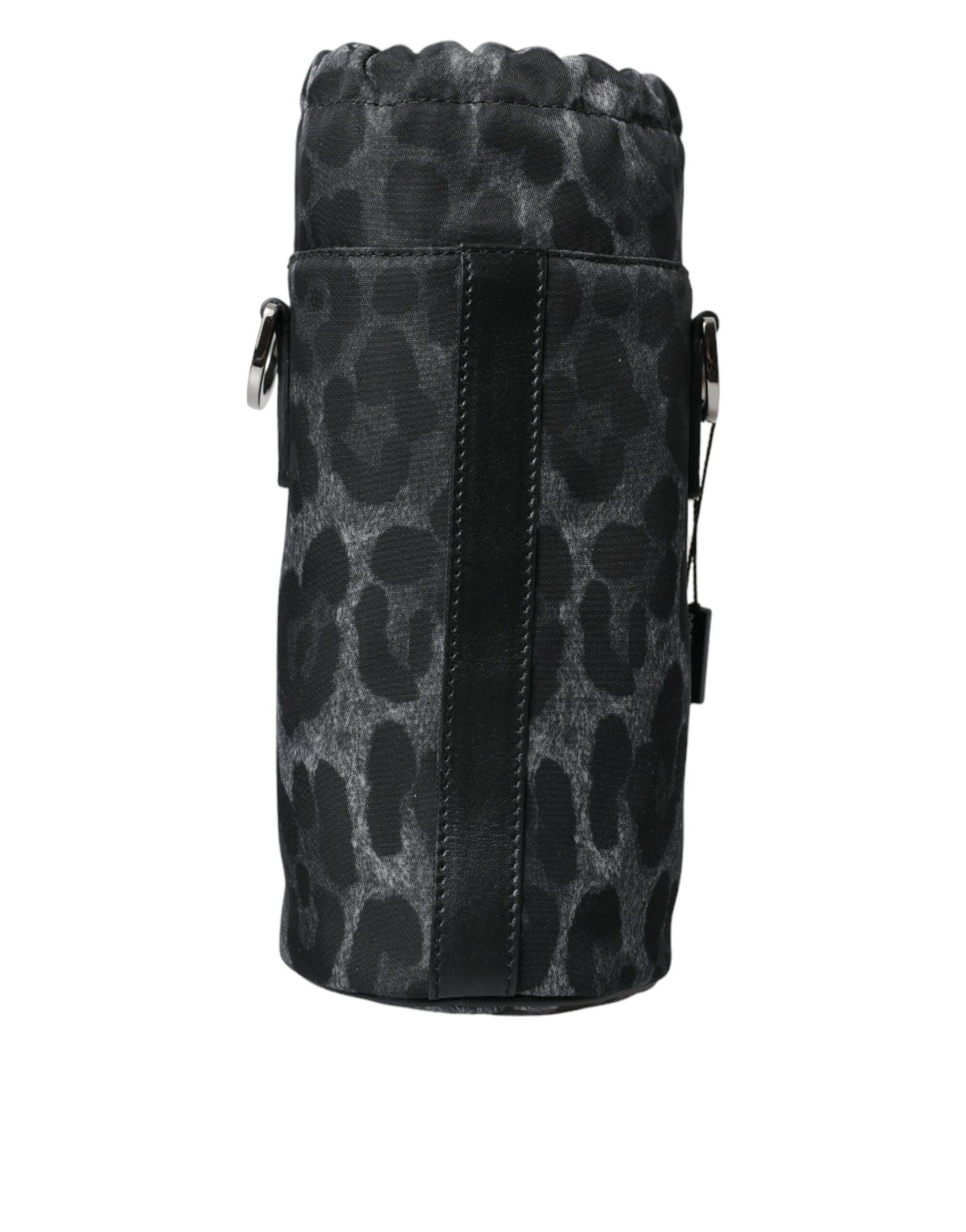Dolce & Gabbana Black Leopard Round Slim Tote Bottle Cage Bag - ClickThatClicks 